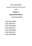 Grade 12 Accounting Paper 1 Questions Papers and Memos/Answers 5 Year Pack (2020-2024)
