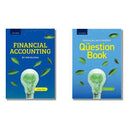 Two books titled 'Financial Accounting' and 'Question Book' on a blue background