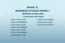 Blue Grade 12 Business Studies Paper 1 Marking Guidelines 5 Year Pack 2021-2025