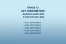 Blue Grade 12 Life Orientation Marking Guidelines, one September paper per year from 2021 to 2025