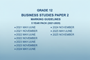 Blue Grade 12 Business Studies Paper 2 Marking Guidelines 5 Year Pack 2021-2025