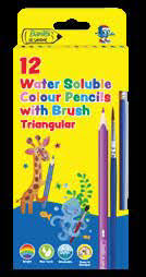 Bantex Water Soluble Colour Pencils with Brush Triangular 12's