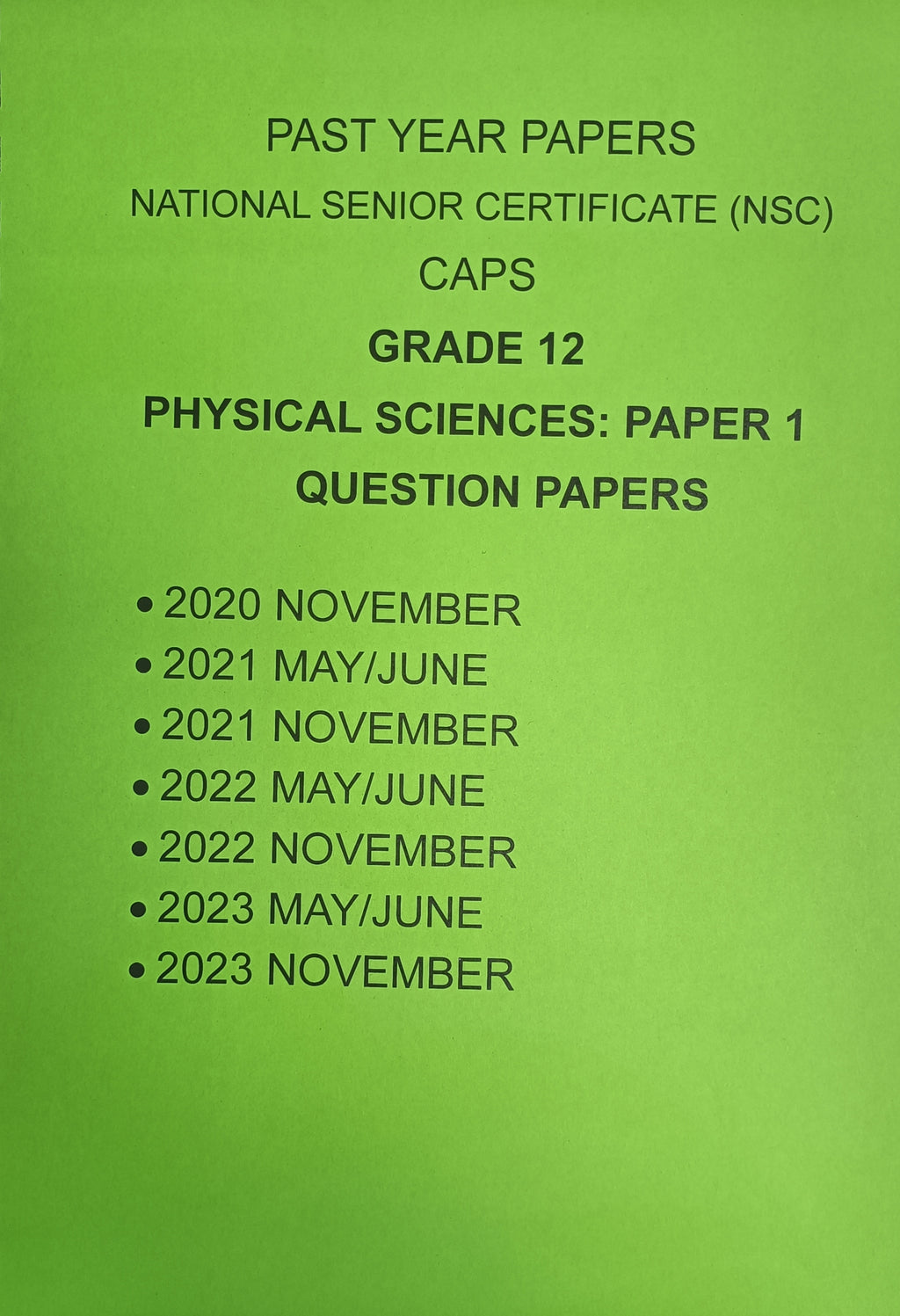Grade 12 Physical Science Paper 1 Physics Past Year Papers and Memos