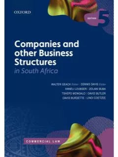 Companies and other Business Structures in South Arica 5th Edition