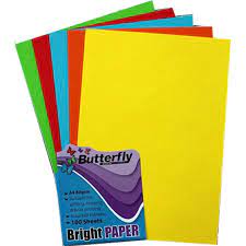 Butterfly A4 Mixed Bright Paper pack of 100, 80gsm