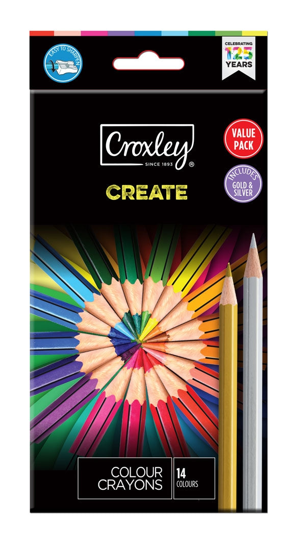 Croxley Create Wood Free Colour Pencil 12's Plus Gold and Silver